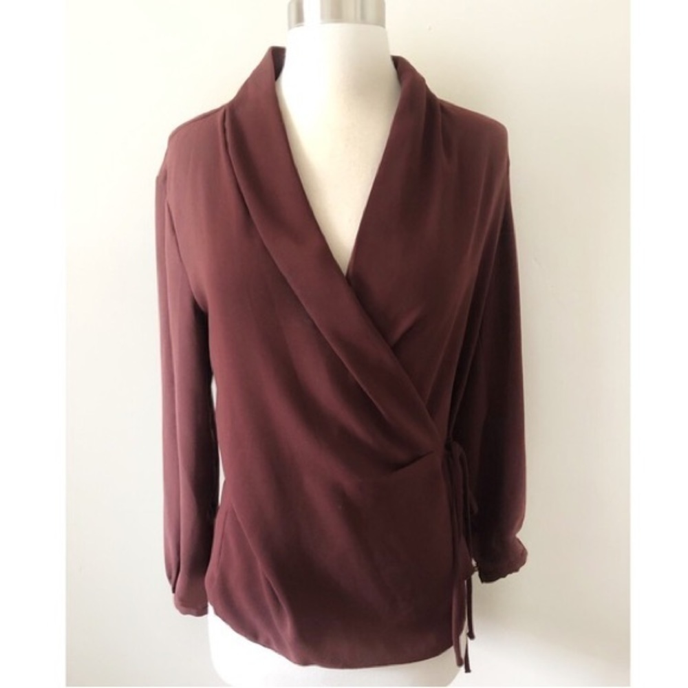 Aritzia Wilfred Burgundy Wrap Top